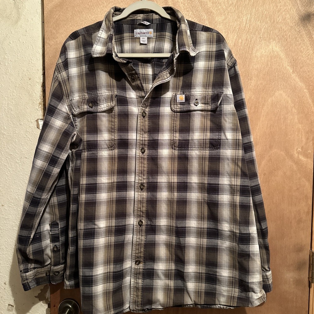 Carhartt Flannel Men's 2xl Original Fit 100% Cotton Plaid See Last Pic For Hole